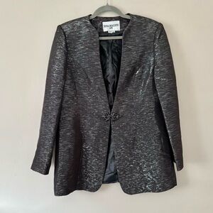 Metallic Grey Black Blazer Silver Size large